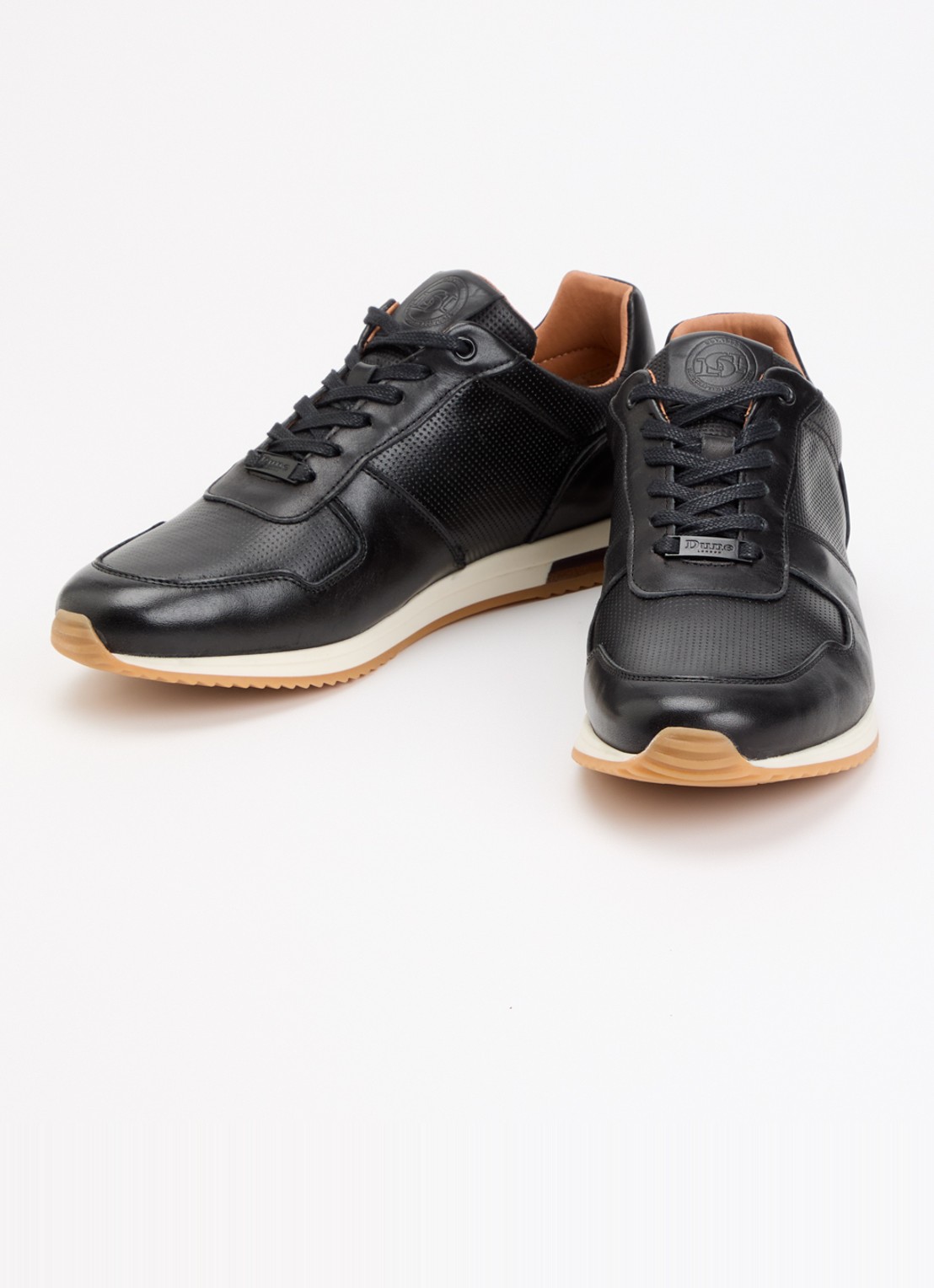 Dune London Wide Fit Trilogy sneaker van leer - detail 3 zwart