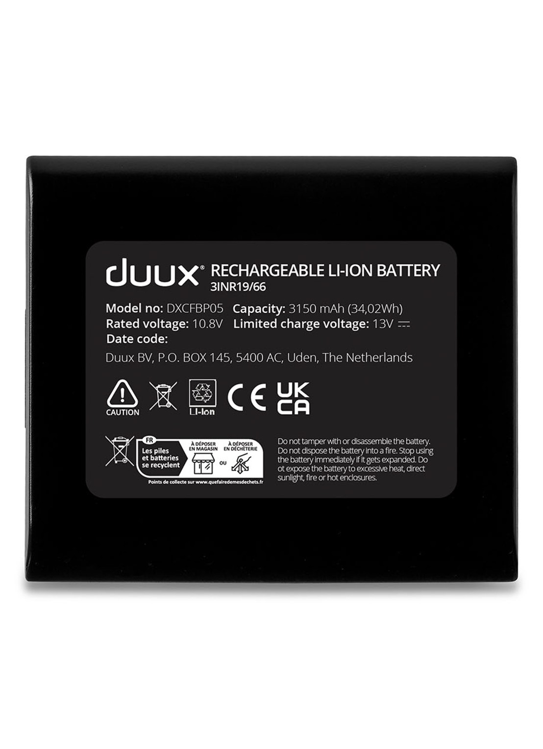 Duux Dock & Battery Pack voor Whisper Flex Ultimate - Gen 2 - voorkant zwart