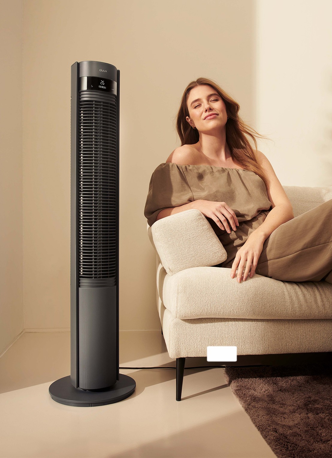 Duux Elevate Smart Tower torenventilator - voorkant 2 grijs