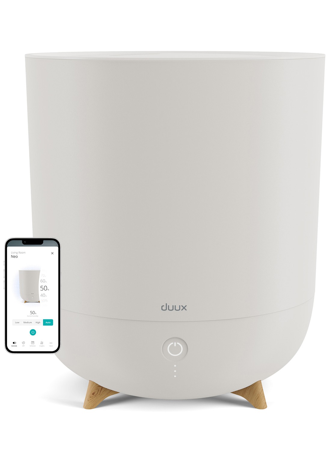 Duux Neo Smart Ultrasone luchtbevochtiger 31,5 cm - voorkant 6 lichtgrijs