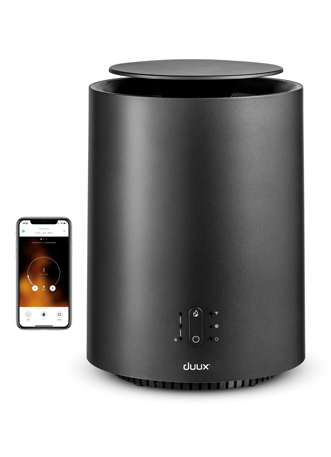 Duux Threesixty 2 Smart Keramische kachel, 29,5 cm hoog - voorkant 7 grijs