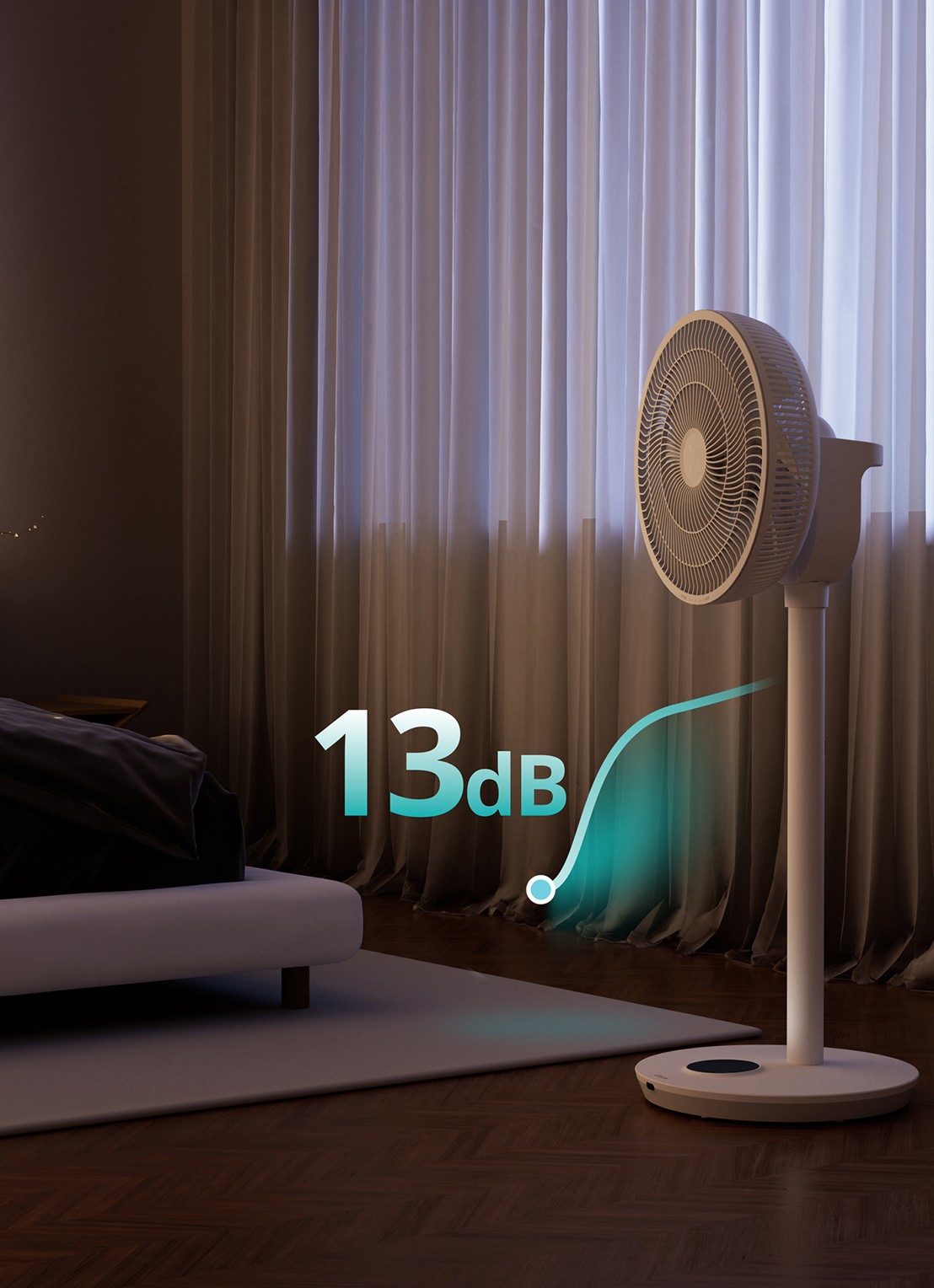 Duux Whisper 2 Smart verstelbare vloerventilator, 92 cm hoog - detail 3 wit