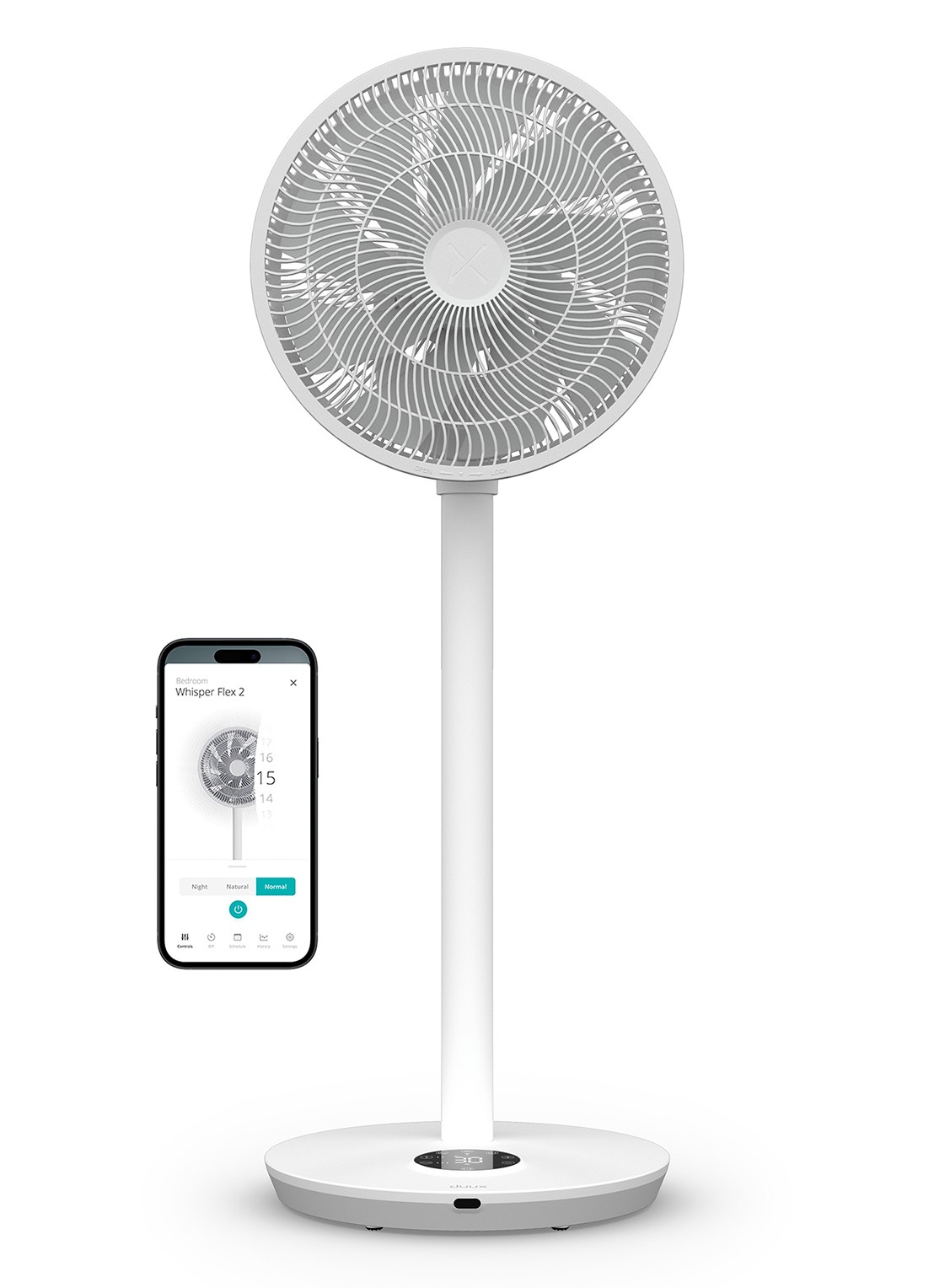 Duux Whisper 2 Smart verstelbare vloerventilator, 92 cm hoog - detail 7 wit