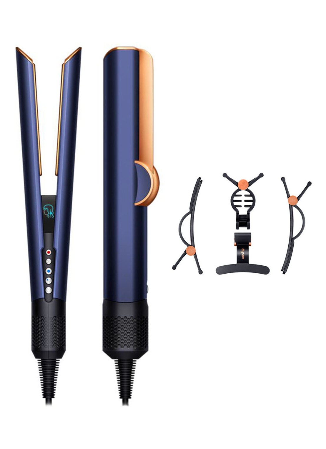 Dyson Airstrait Prusian stijltang - blauw / koper  - voorkant 2 blauw