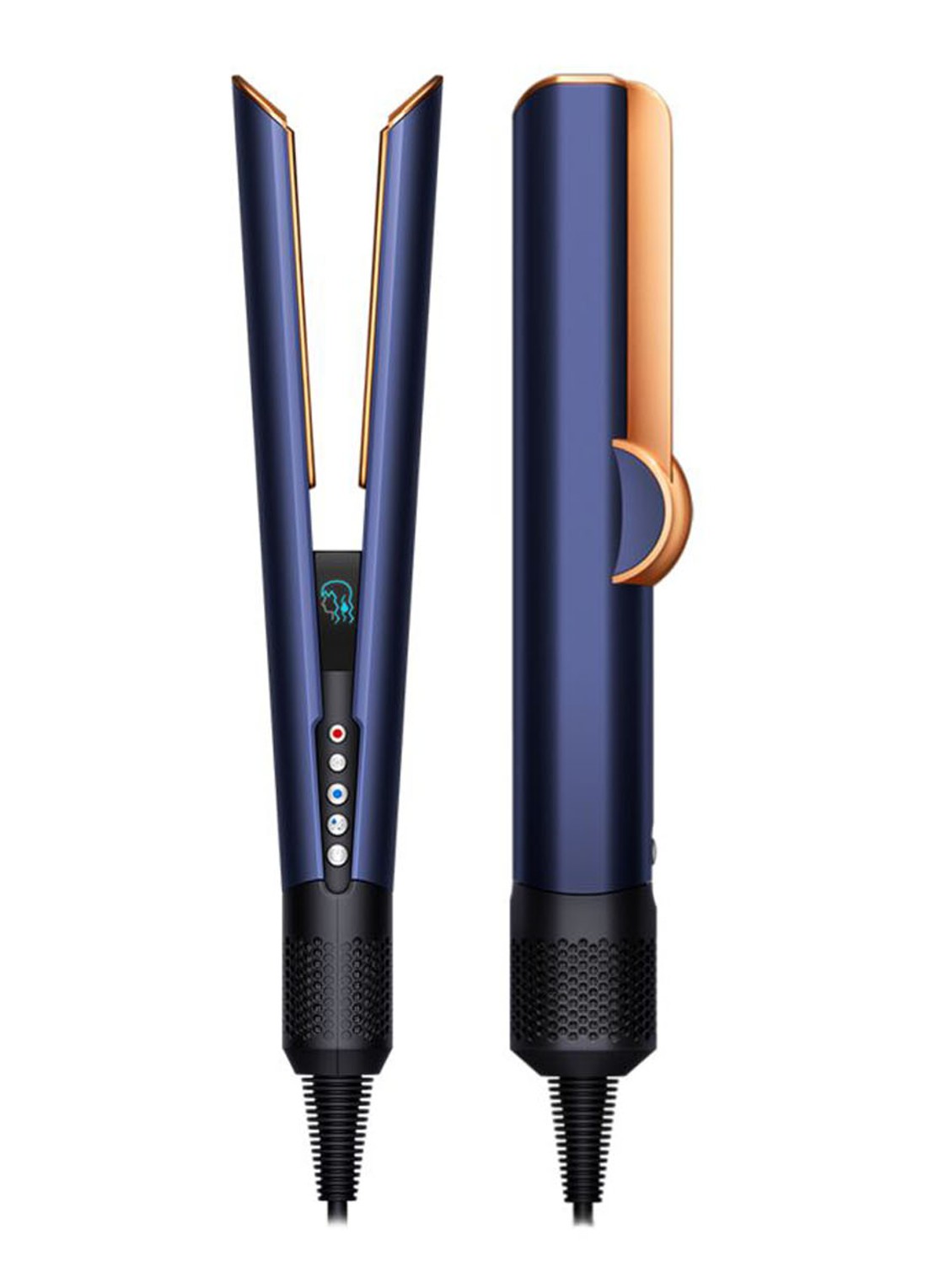 Dyson Airstrait Prusian stijltang - blauw / koper  - voorkant blauw