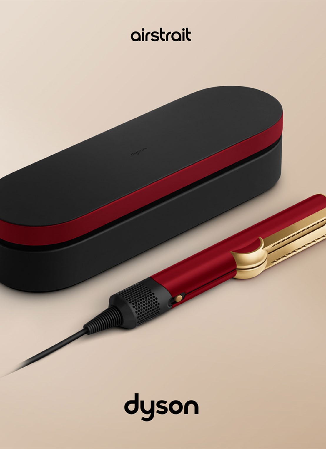 Dyson  Airstrait™ stijltang - Red Velvet/Gold - voorkant 2 red velvet/gold