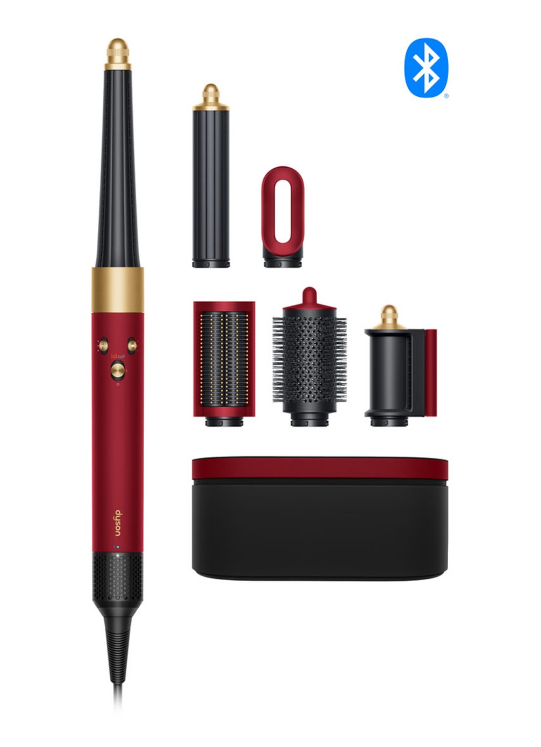 Dyson Airwrap i.d.™ - Red Velvet / Gold Straight + Wavy - voorkant 4 red velvet / gold