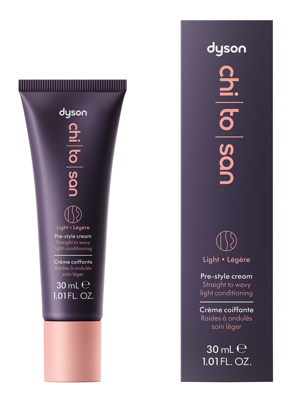 Dyson Chitosan Pre-style Cream Straight to Wavy Light Conditioning - travel size styling crème - voorkant undefined