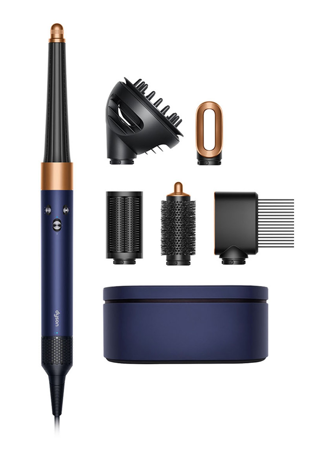 Dyson Dyson Airwrap I.D. Prussian Blue Rich Copper Curly+Coily - voorkant prussian blue/rich copper