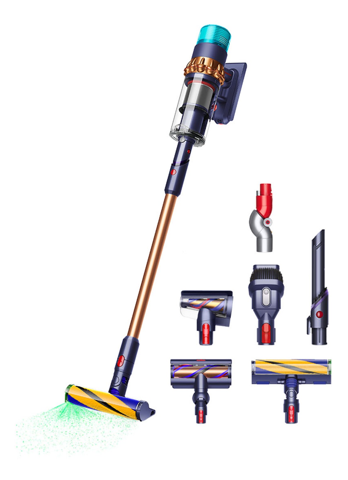 Dyson Gen5 Detect steelstofzuiger 127,6 cm - blauw / koper - voorkant 4 blauw