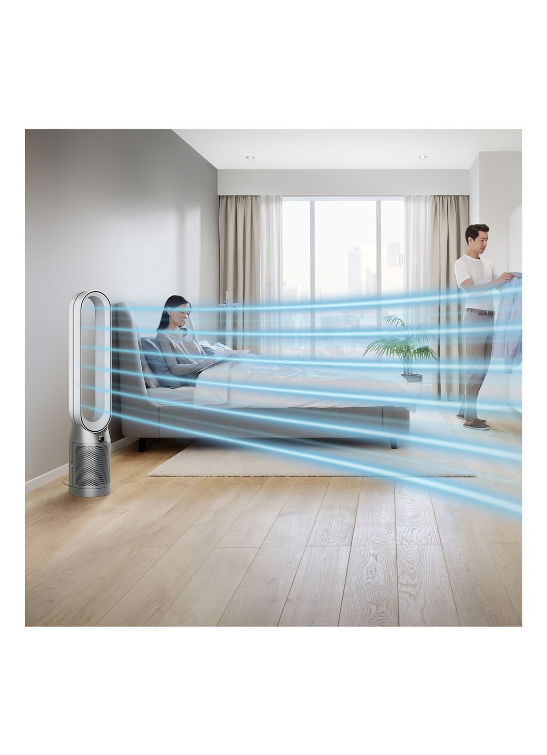 Dyson Purifier Cool Auto React luchtreiniger, koeler & vloerventilator,  105 cm hoog - wit / nikkel - voorkant 7 wit