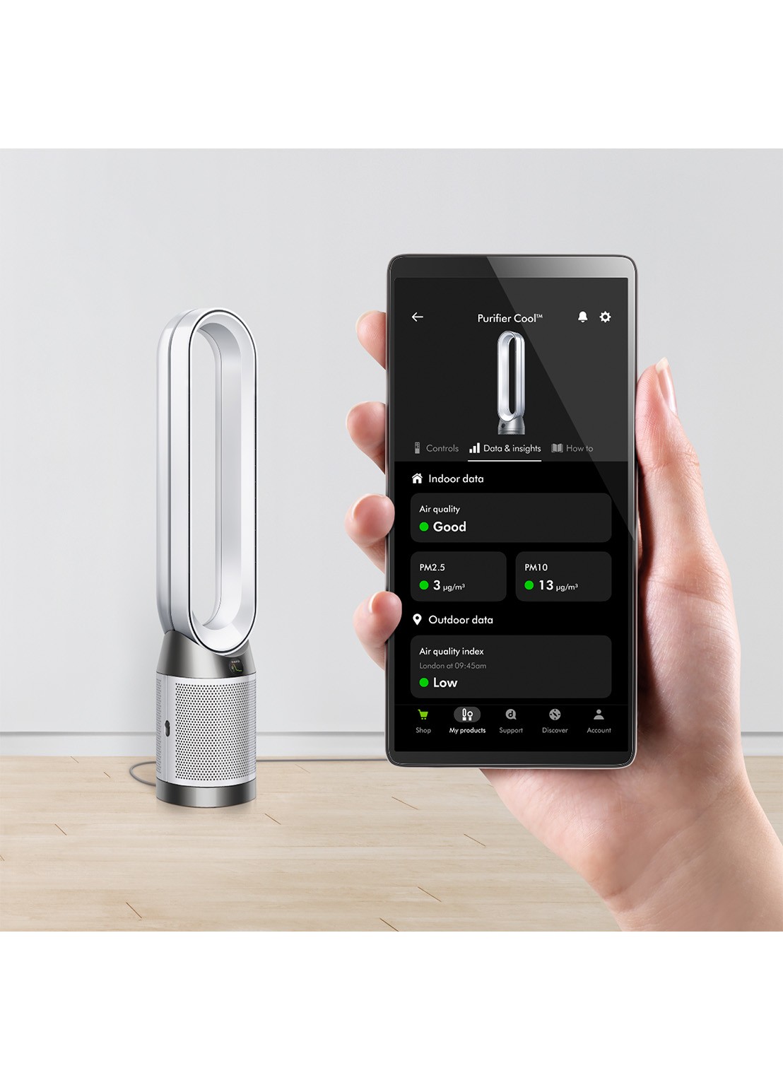 Dyson Purifier Cool PC1 luchtreiniger & vloerventilator, 105 cm - detail zilver