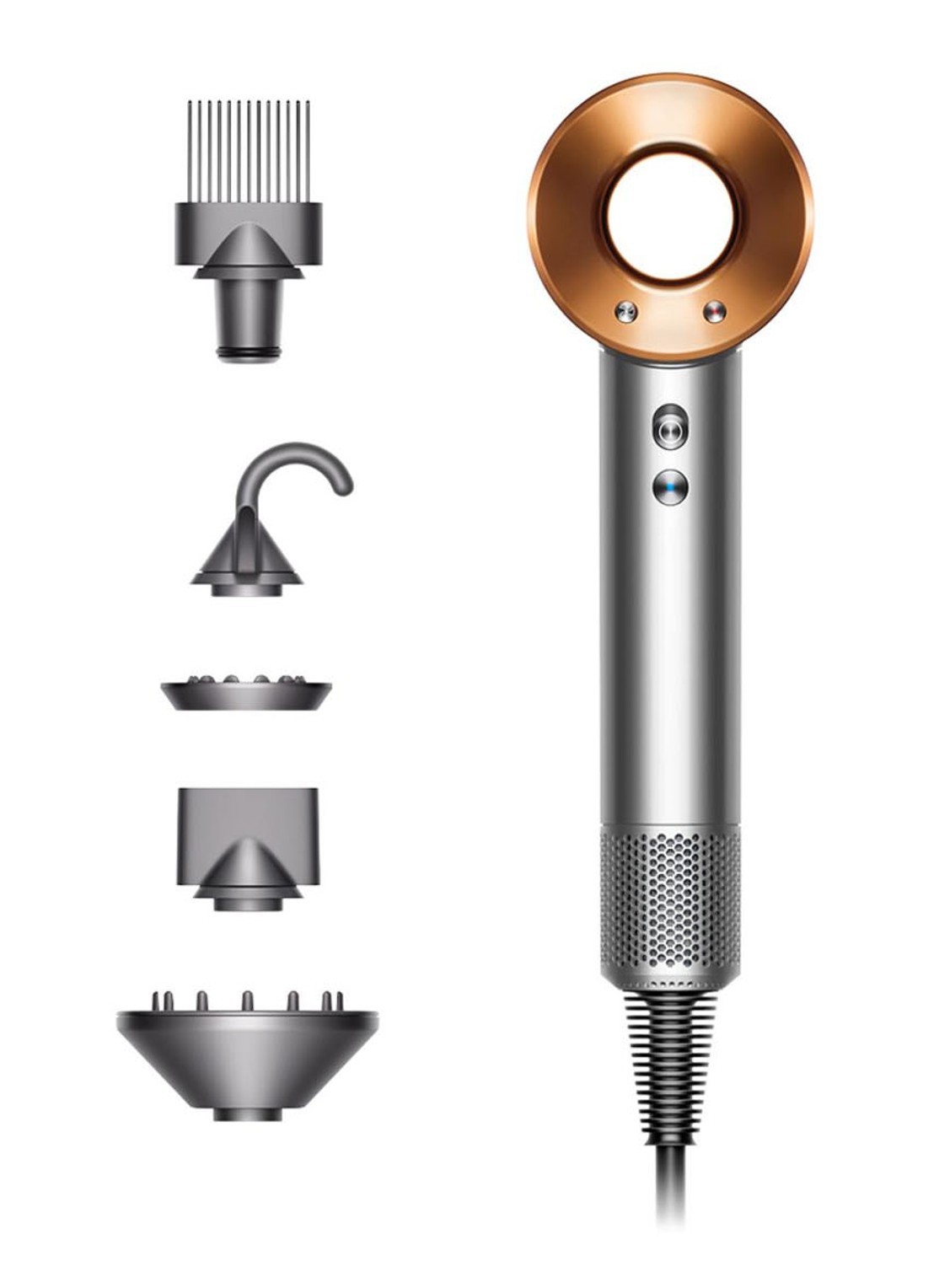 Dyson Supersonic haardroger met Flyaway accessoire - nikkel / koper - voorkant koper