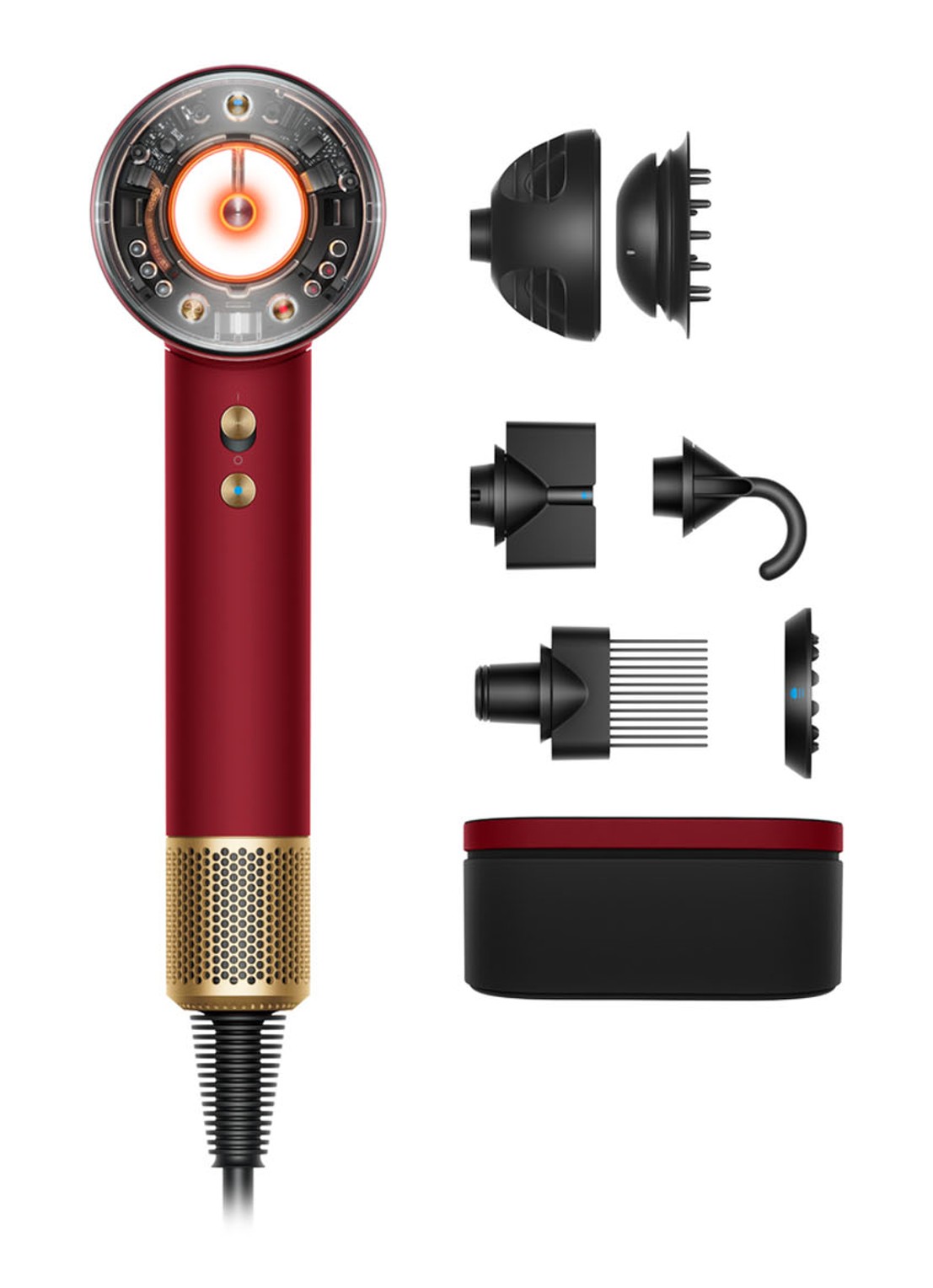 Dyson  Supersonic Nural™ föhn Curly+Coily Red Velvet / Gold - voorkant red velvet / gold