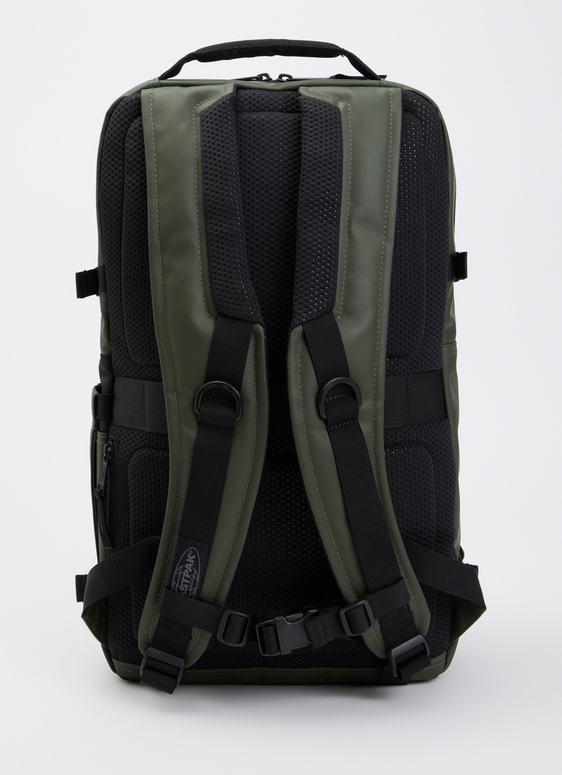 Eastpak Tecum L rugzak met 15 inch laptopvak - achterkant 3 bronsgroen