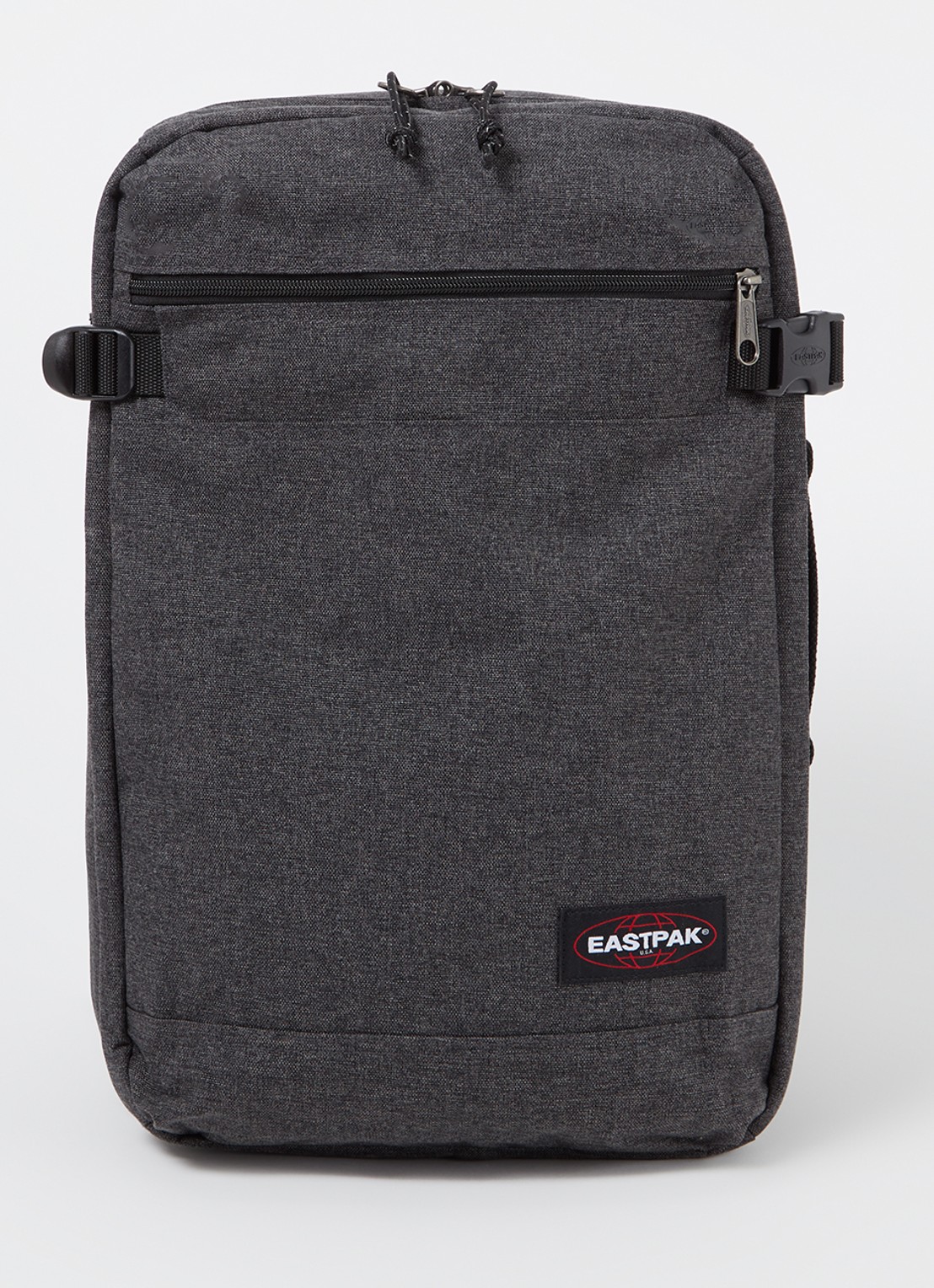 Eastpak Transit'R rugzak met logo en 16 inch laptopvak - voorkant 2 antraciet