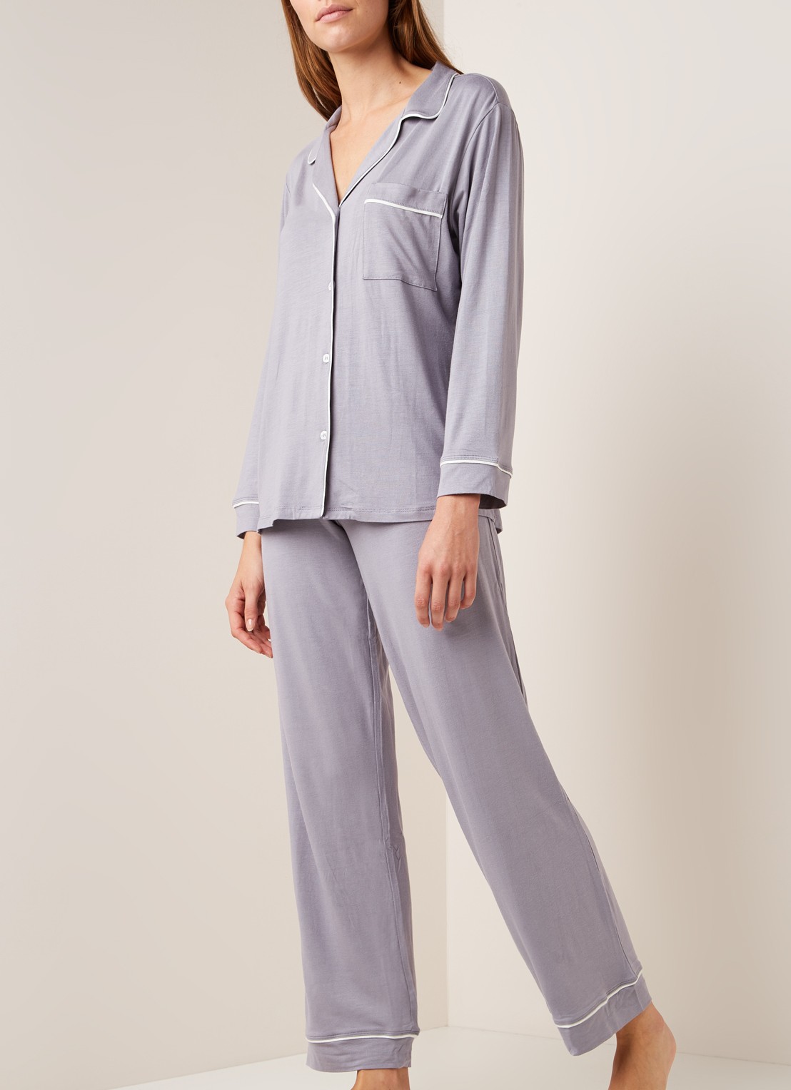 Eberjey Gisele pyjamaset van jersey - detail 2 lichtgrijs
