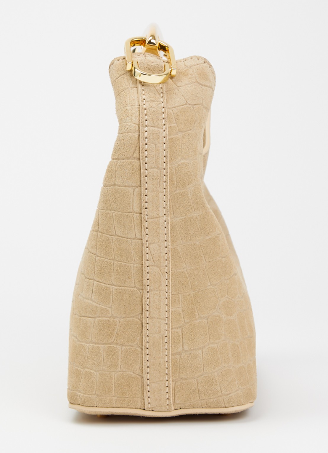 Elleme Boomerang Small handtas van suède met crocostructuur - detail 4 beige