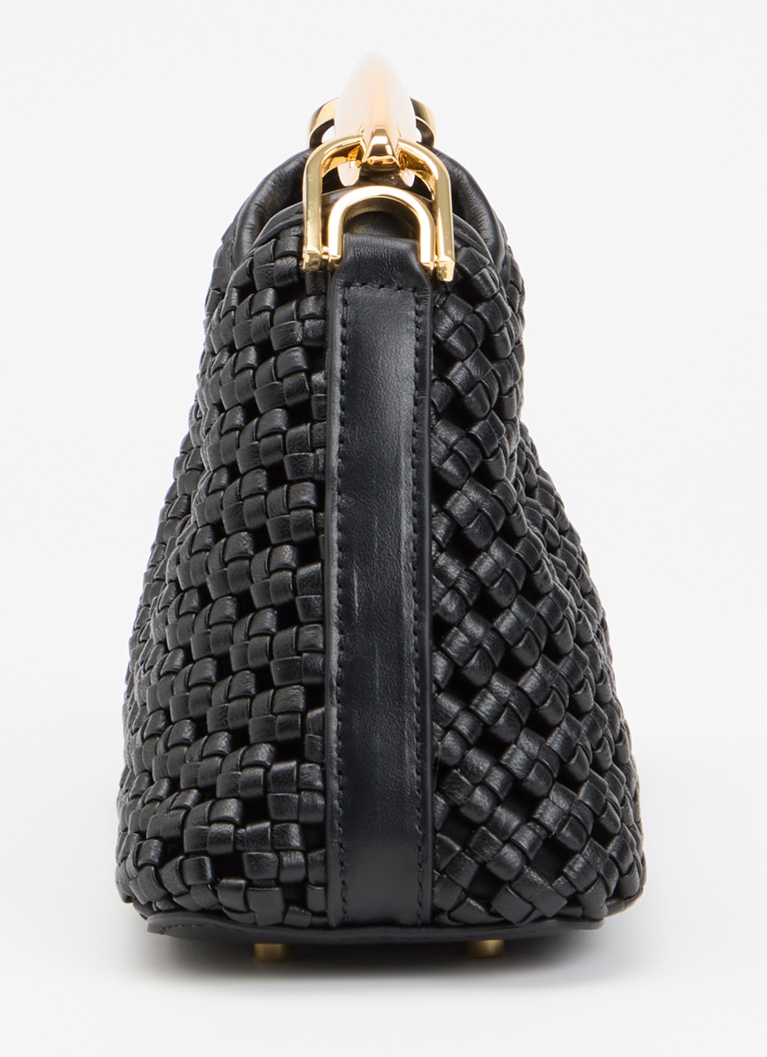 Elleme Mini Boomerang handtas van lamsleer met afneembare schouderriem - detail 3 zwart
