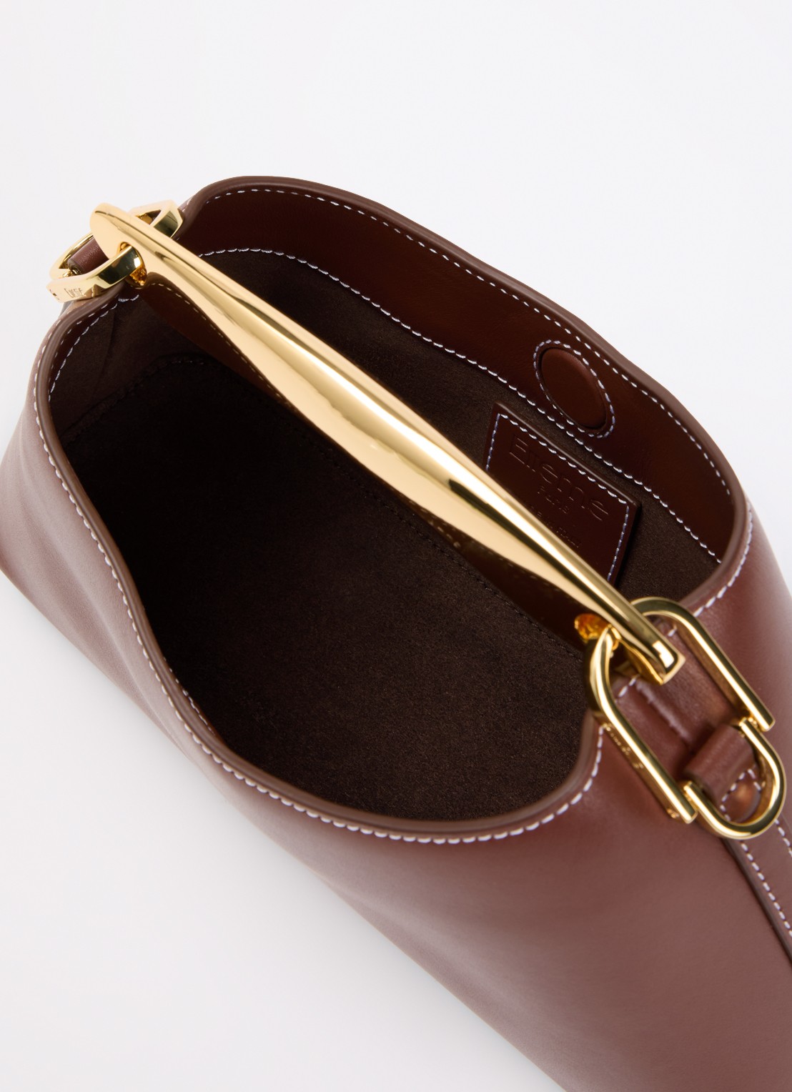 Elleme Mini Boomerang schoudertas van leer - detail 3 roodbruin