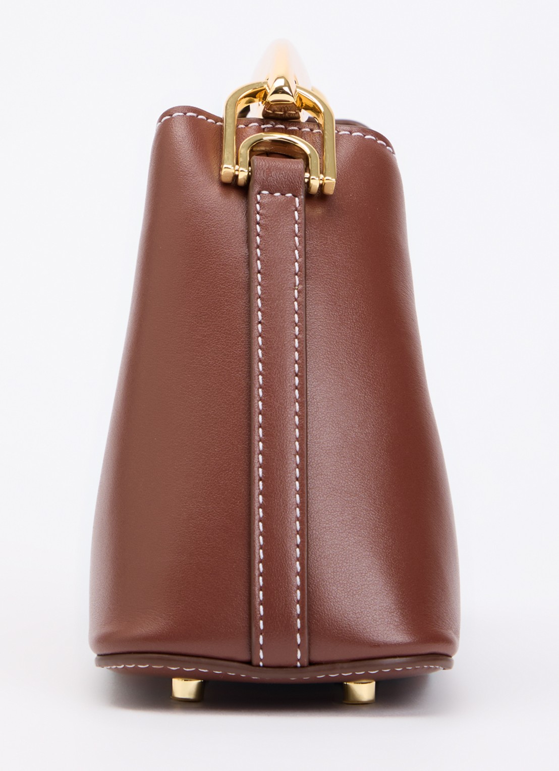 Elleme Mini Boomerang schoudertas van leer - detail 4 roodbruin