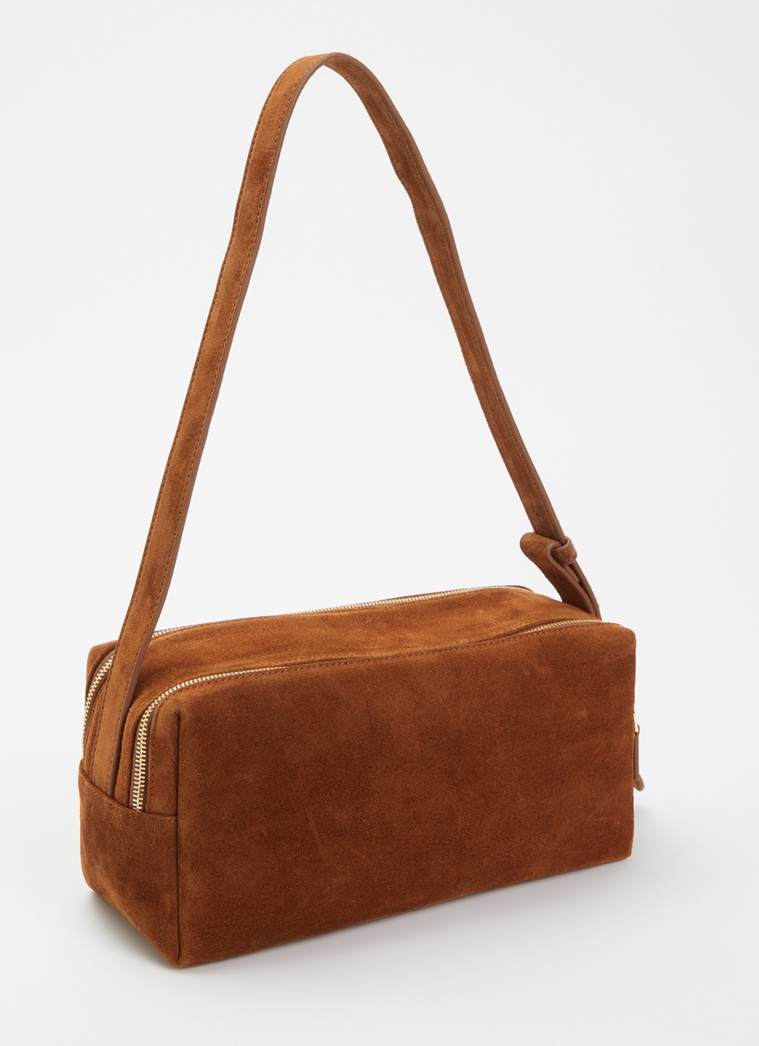 Elleme Trousse schoudertas van suède - achterkant 2 cognac