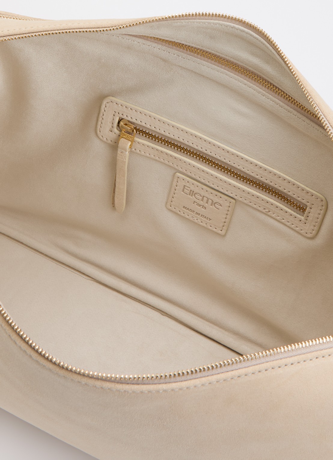 Elleme Trousse schoudertas van suède - detail beige