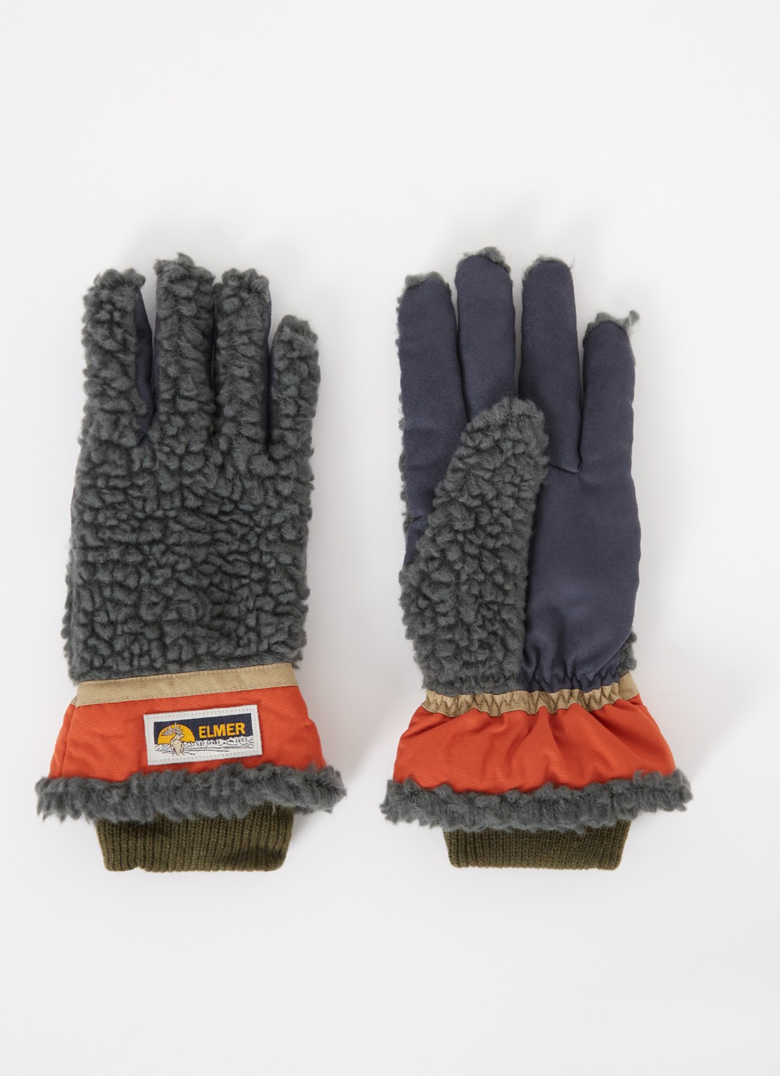 ELMER Handschoenen van teddy met logo en touchscreen functie - voorkant donkergrijs