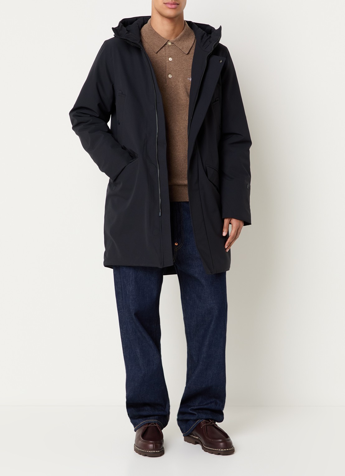 Elvine Alrik waterproof gewatteerde parka met klepzakken - voorkant 4 donkerblauw