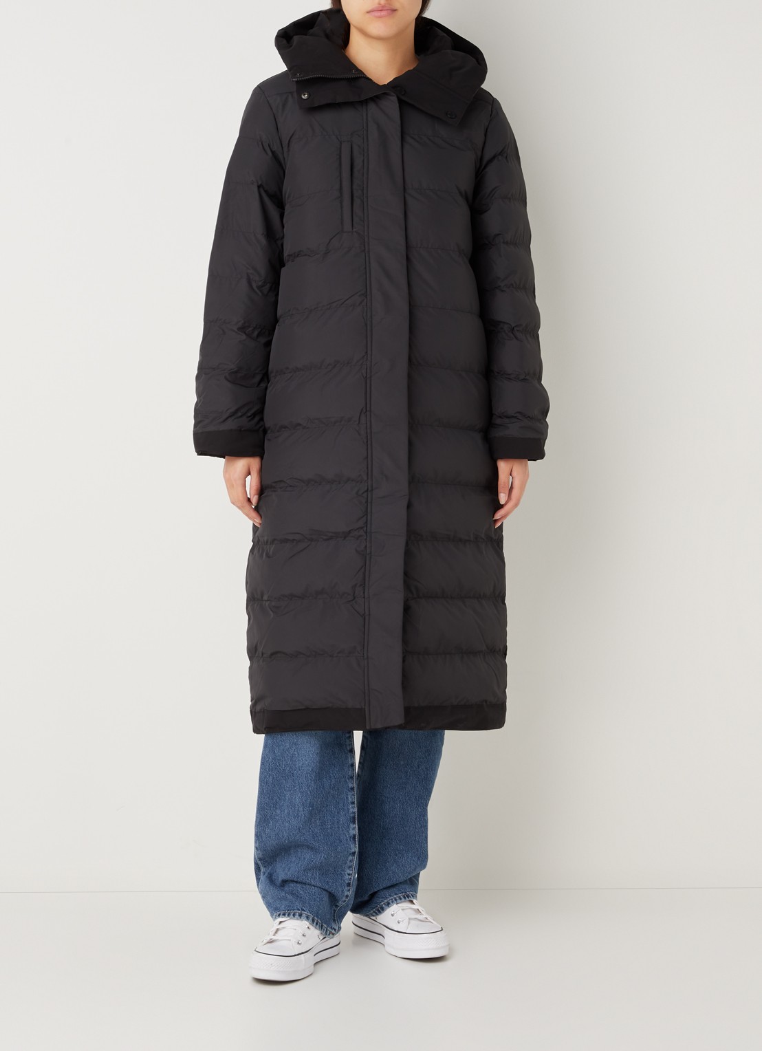 Elvine Asha gewatteerde parka met klepzakken - voorkant 3 zwart