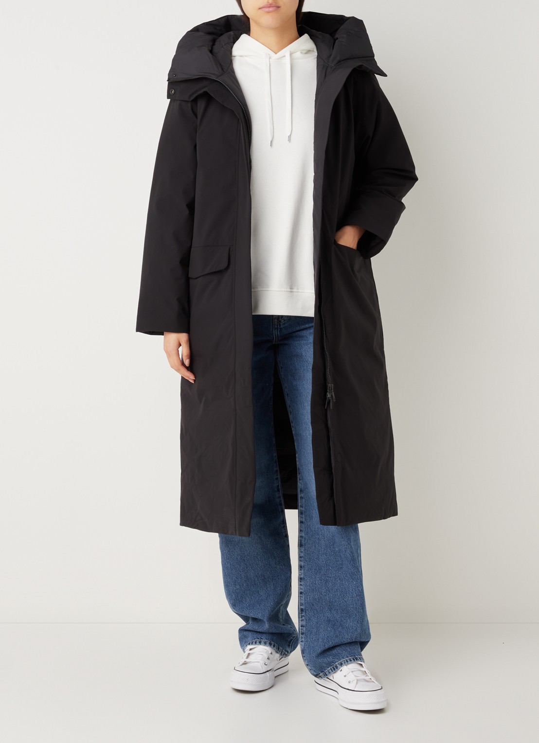 Elvine Asha gewatteerde parka met klepzakken - voorkant 4 zwart