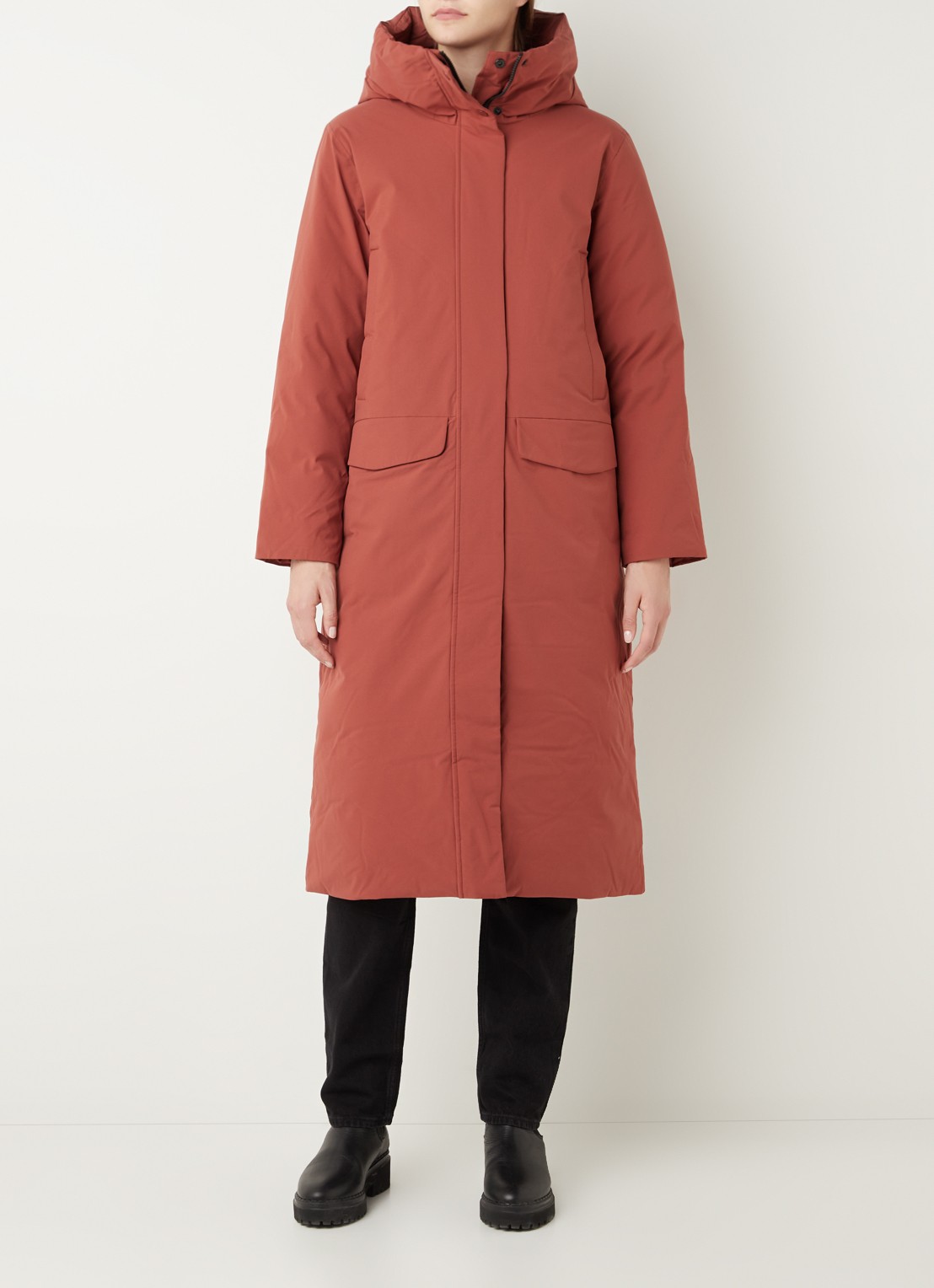 Elvine Asha gewatteerde parka met klepzakken - detail 2 steenrood