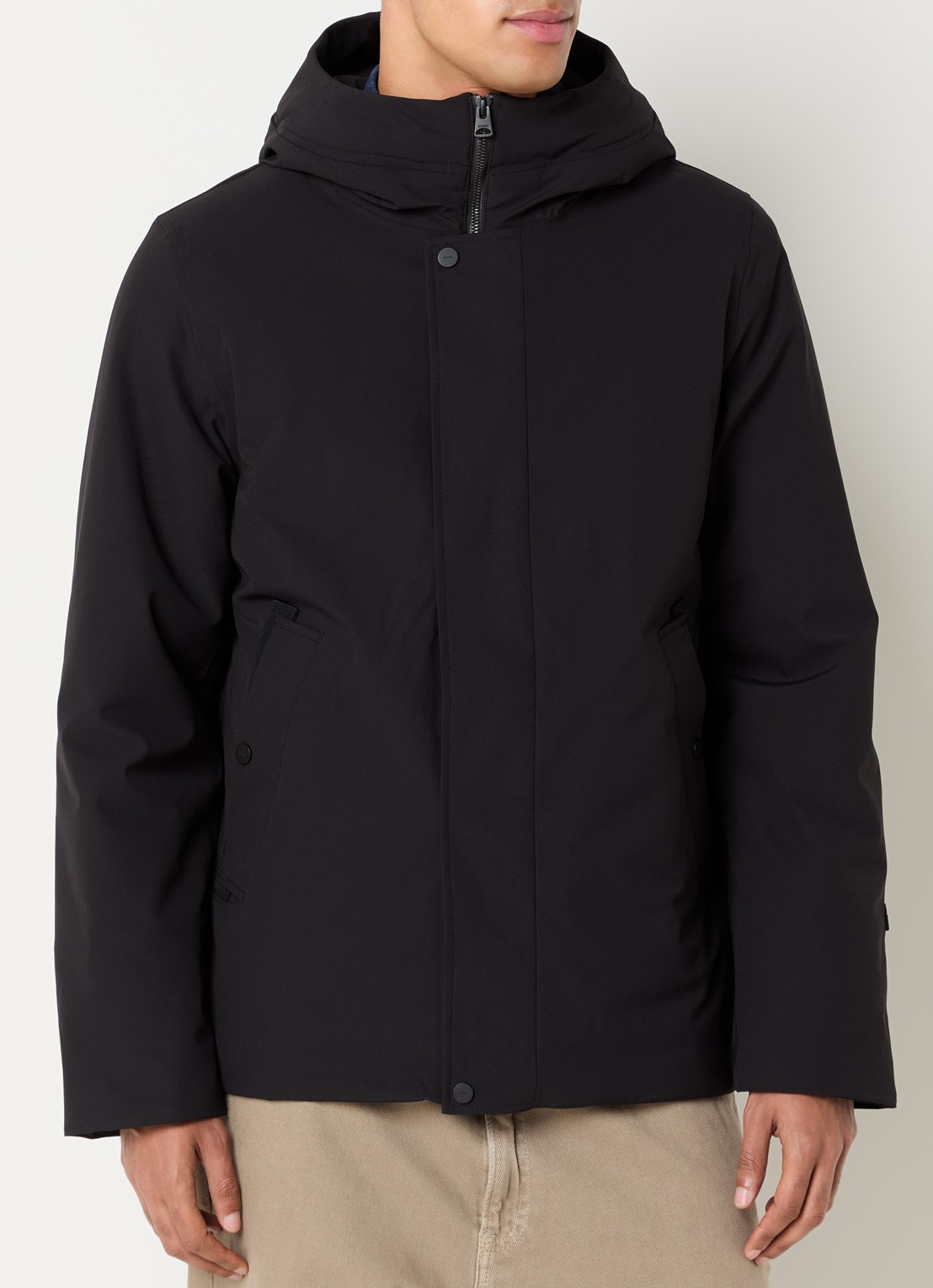 Elvine Beurnie gewatteerde parka met steekzakken en logo - detail zwart