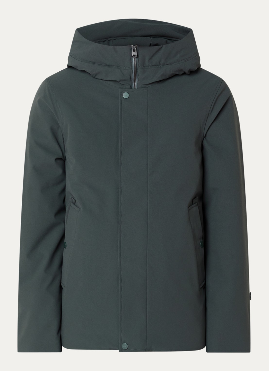 Elvine Beurnie gewatteerde parka met steekzakken en logo - voorkant 3 olijfgroen