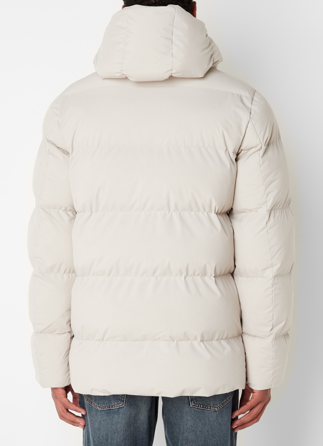 Elvine Bror REC. puffer jack met waterafstotende coating en capuchon - achterkant 4 donkerbeige