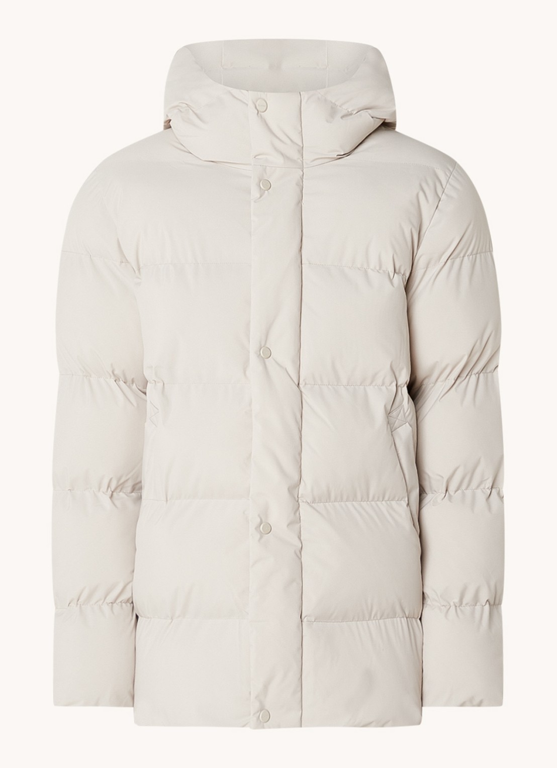 Elvine Bror REC. puffer jack met waterafstotende coating en capuchon - voorkant 2 donkerbeige