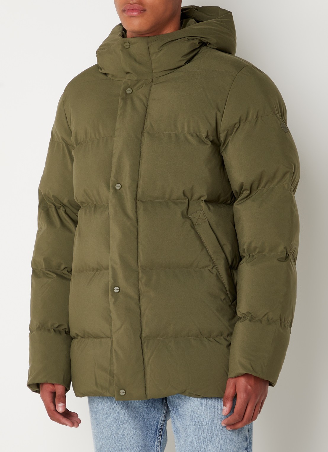 Elvine Bror REC. puffer jack met waterafstotende coating en capuchon - detail 3 mosgroen