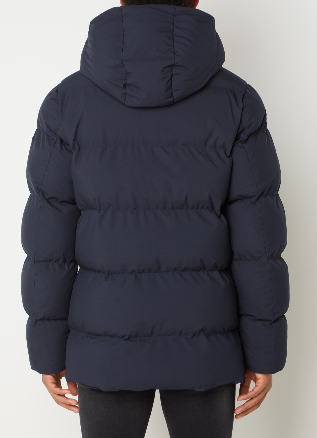 Elvine Bror REC. puffer jack met waterafstotende coating en capuchon - achterkant 3 donkerblauw