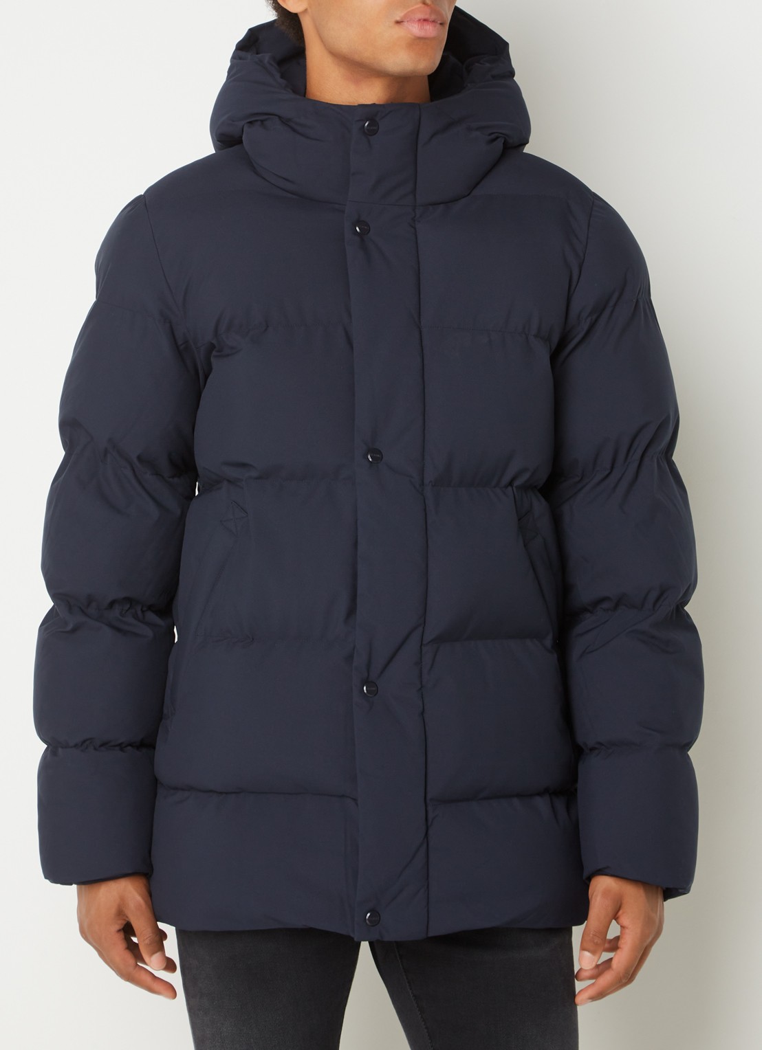 Elvine Bror REC. puffer jack met waterafstotende coating en capuchon - detail 4 donkerblauw