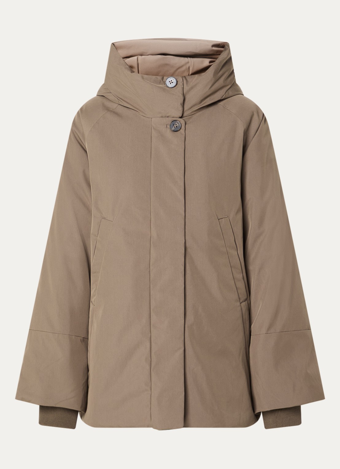Elvine Celina gewatteerde parka met opstaande kraag en waterafstotende coating - voorkant 3 donkerkhaki