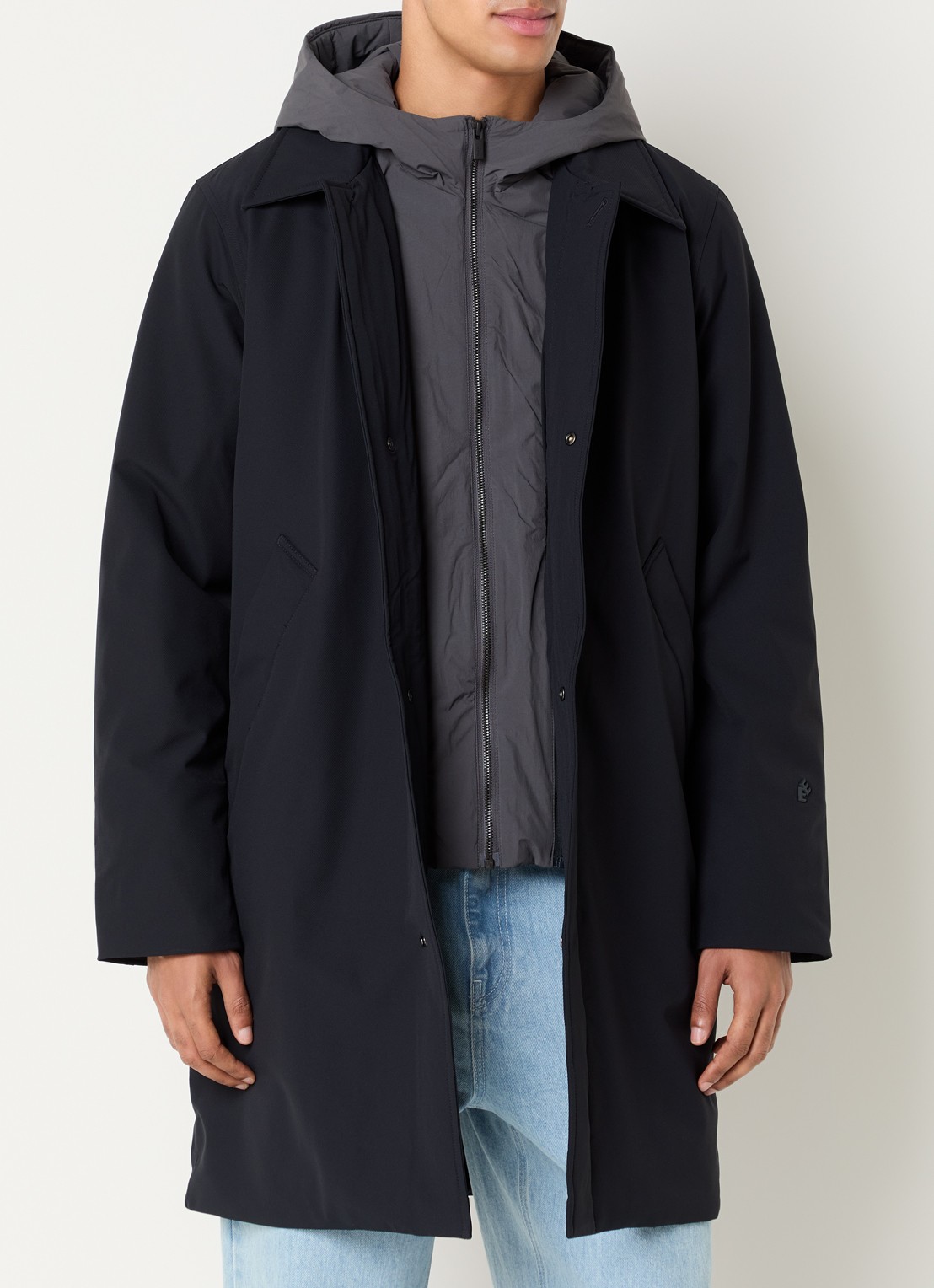 Elvine Celvin parka met afneembare kraag en capuchon - detail donkerblauw
