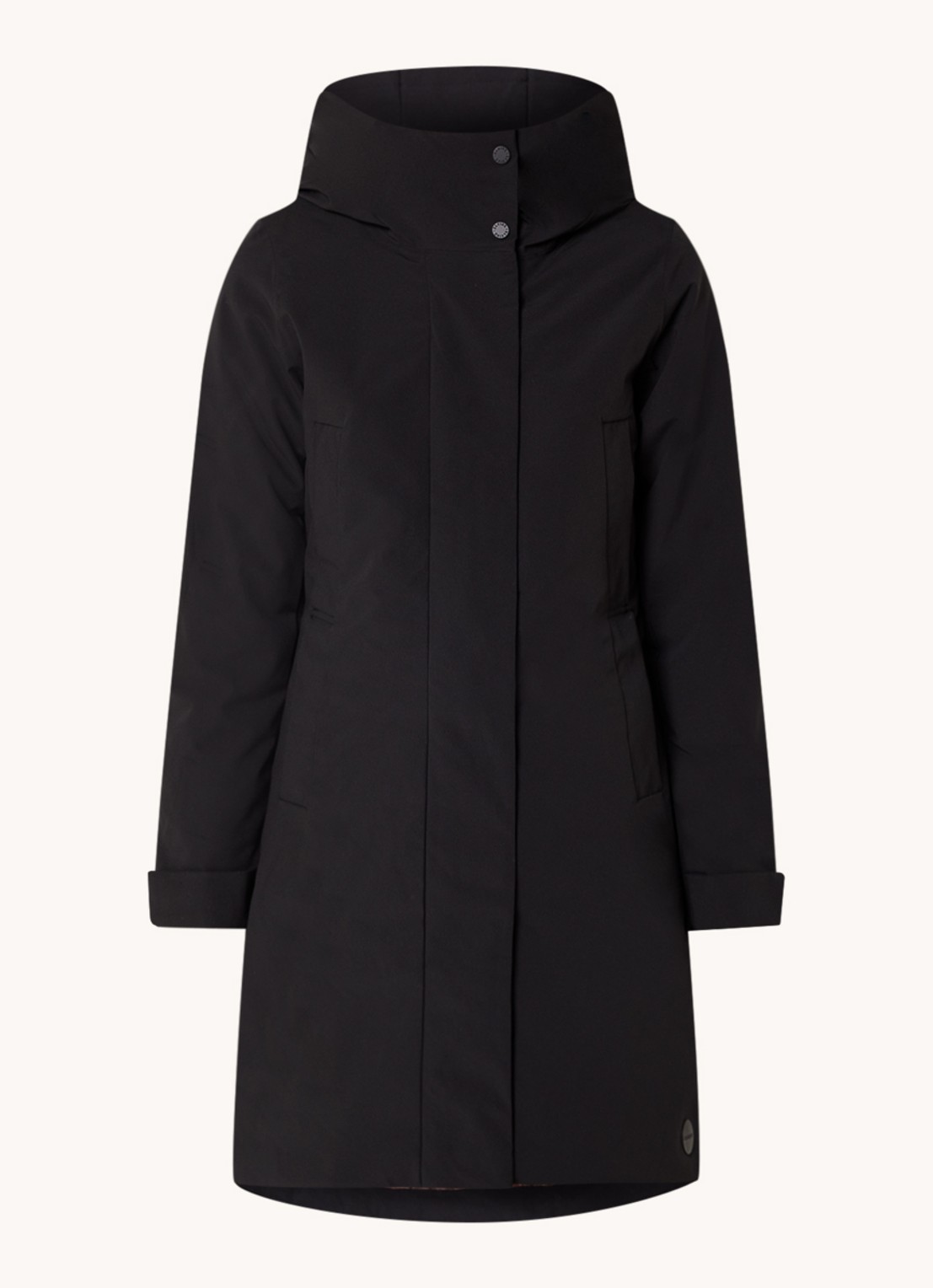 Elvine Eline parka met ritszakken en waterafstotende coating - voorkant zwart