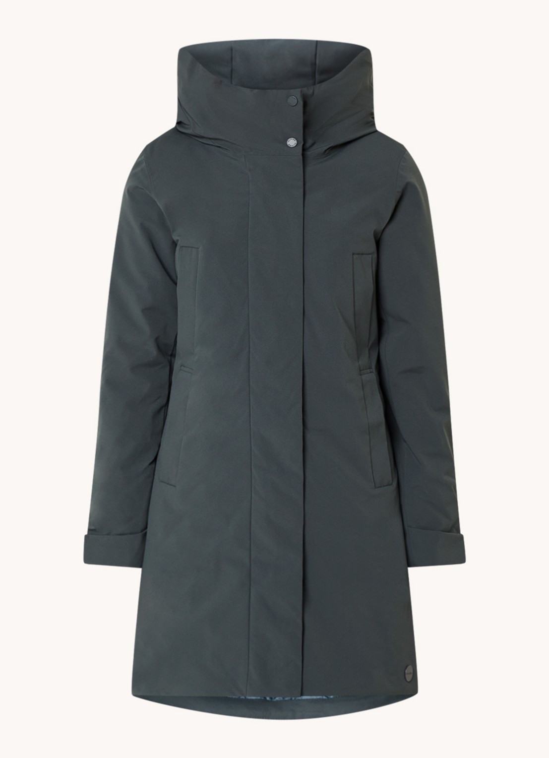 Elvine Eline parka met ritszakken en waterafstotende coating - voorkant olijfgroen