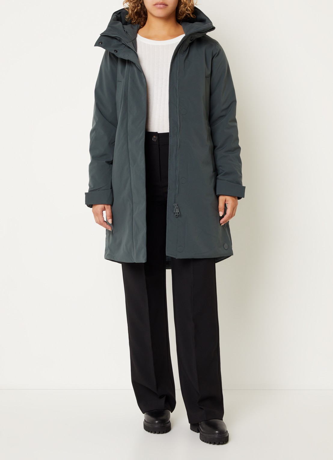 Elvine Eline parka met ritszakken en waterafstotende coating - voorkant 2 olijfgroen