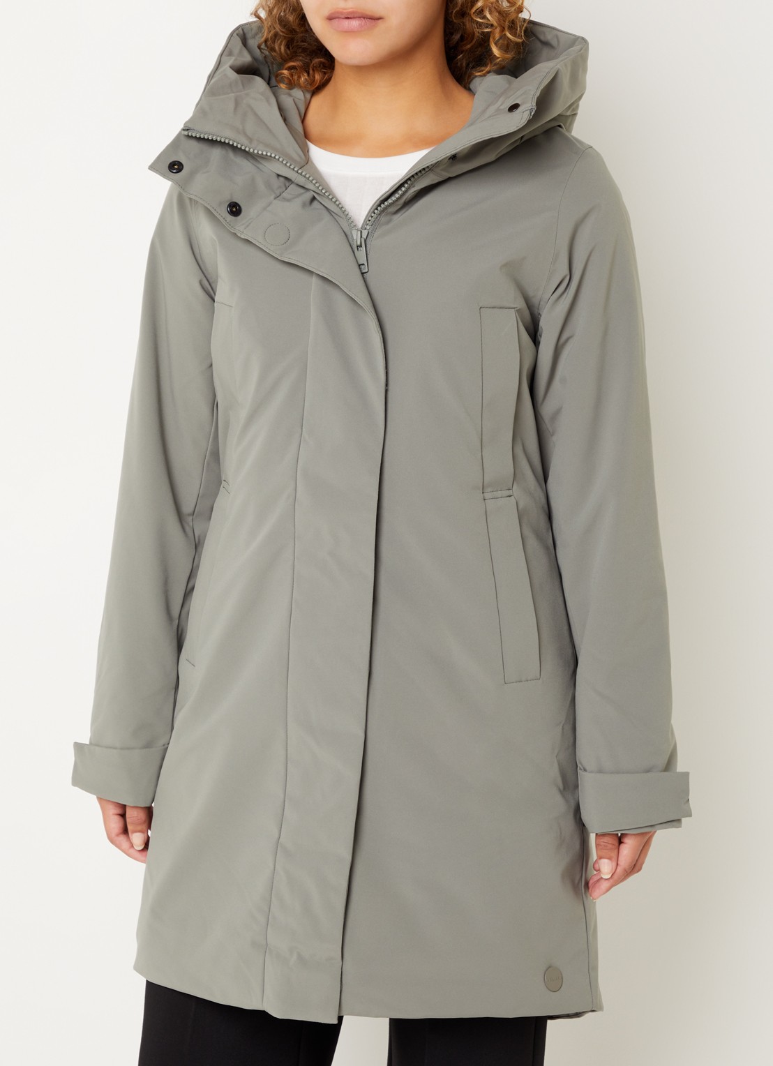 Elvine Eline parka met ritszakken en waterafstotende coating - detail mosgroen