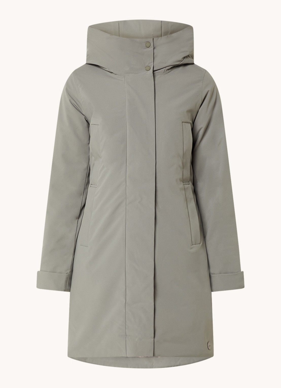 Elvine Eline parka met ritszakken en waterafstotende coating - voorkant 2 mosgroen