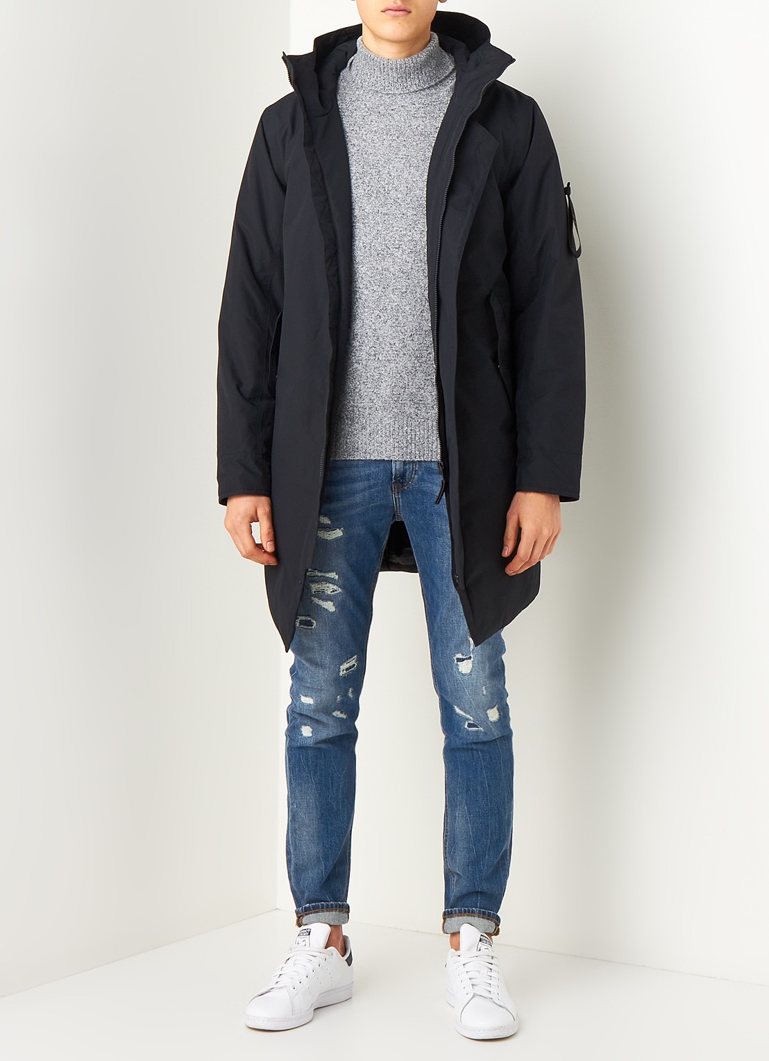 Elvine Gunter gewatteerde parka met capuchon - voorkant 2 donkerblauw