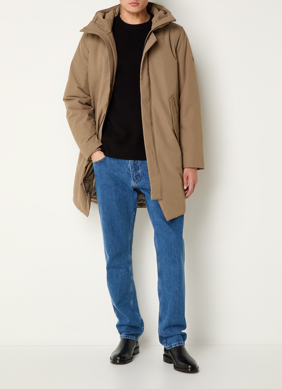 Elvine Gunter gewatteerde parka met capuchon - voorkant 2 zand