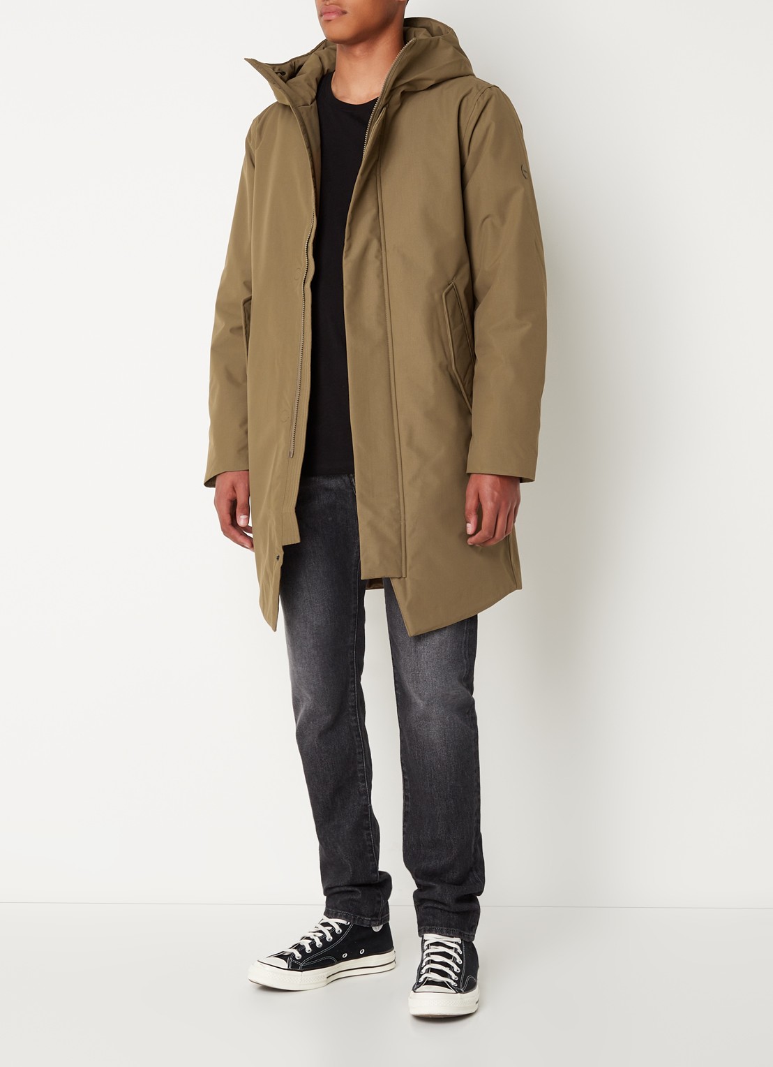 Elvine Gunter gewatteerde parka met capuchon - voorkant 3 olijfgroen