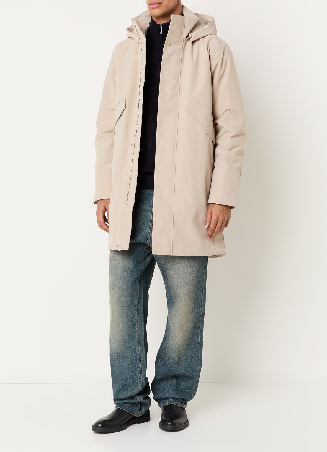 Elvine Janne gewatteerde parka met klepzakken - voorkant 3 donkerbeige